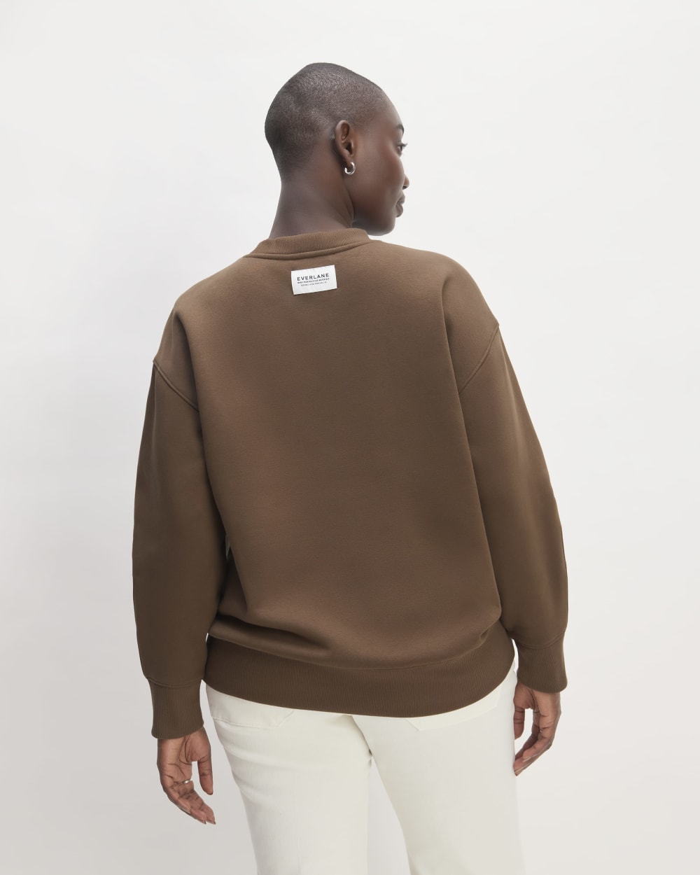 The ReTrack Oversized Crew in Cocoa — detail view