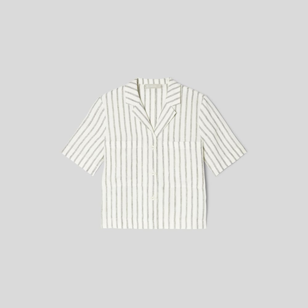 The Linen Workwear Shirt in Black / Canvas Tan — alternate view