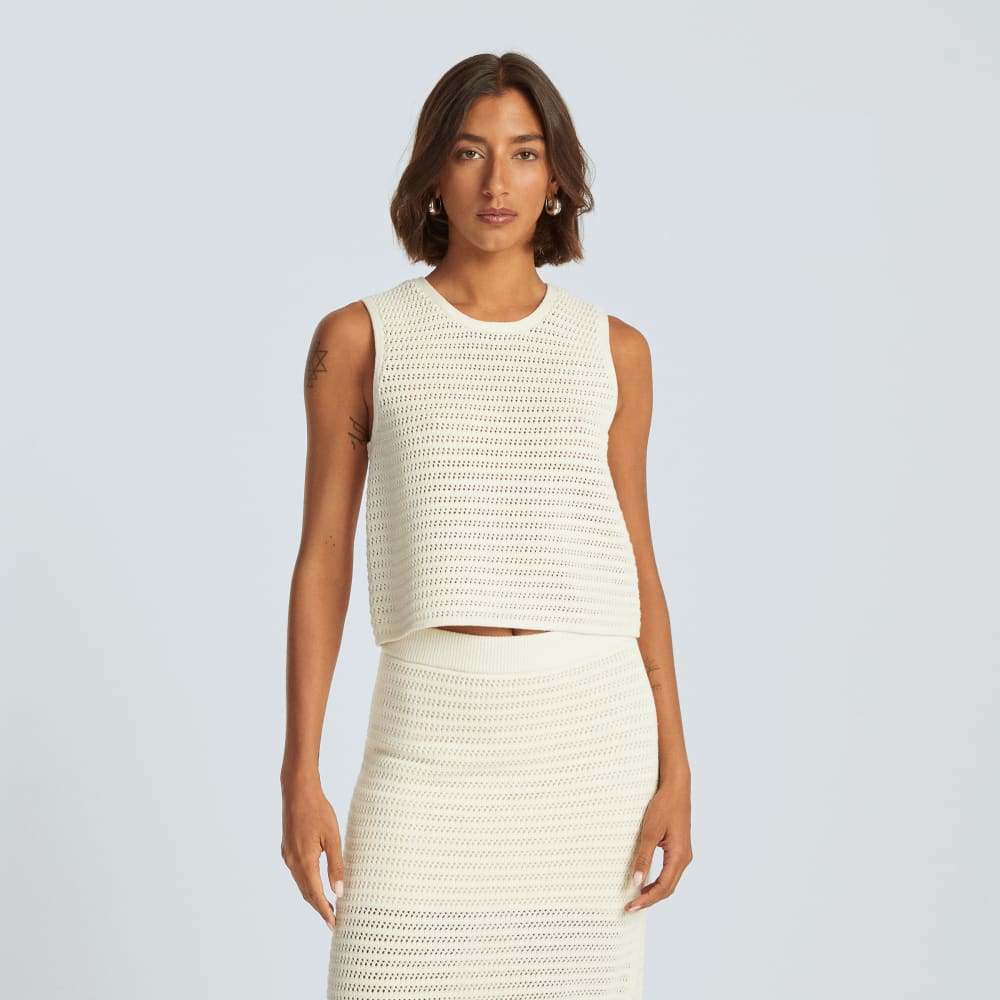 The Crochet Knit Cami in Canvas — detail view