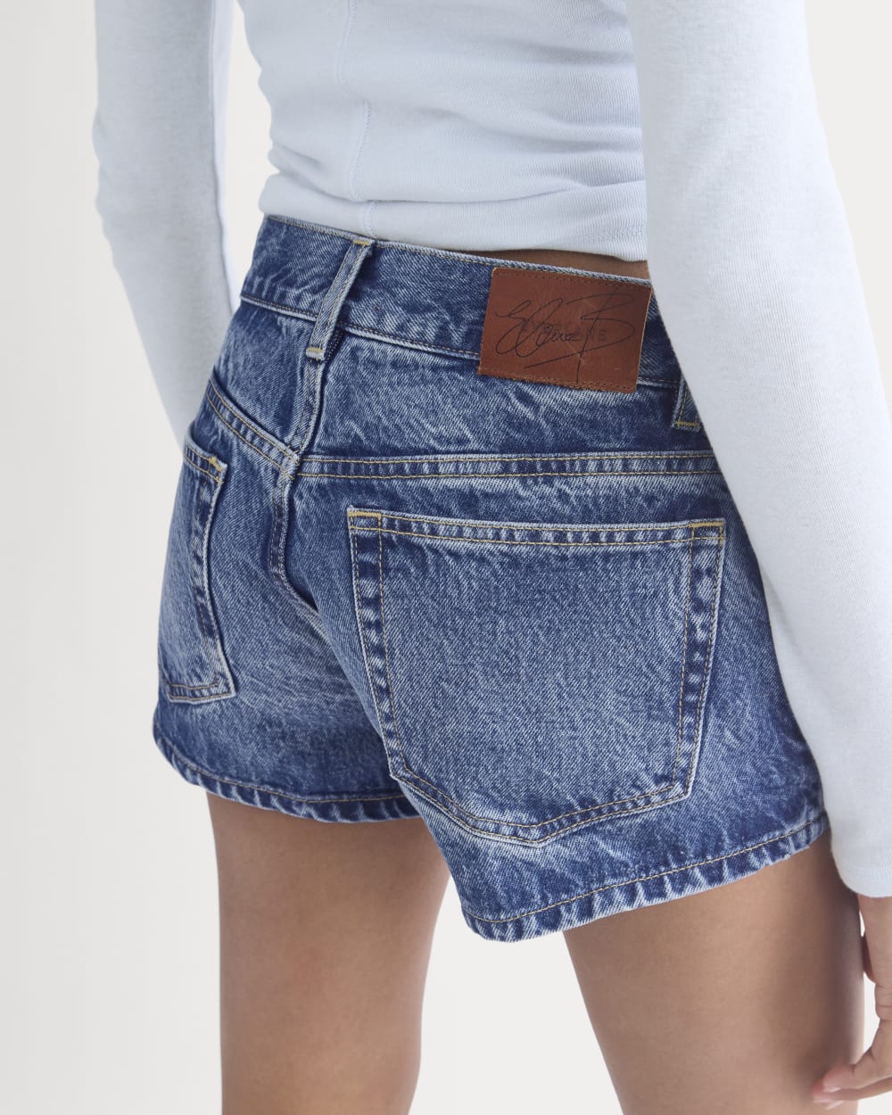 Everlane x Elena Bonvicini Pacific Short in Blue Bird Indigo — detail view