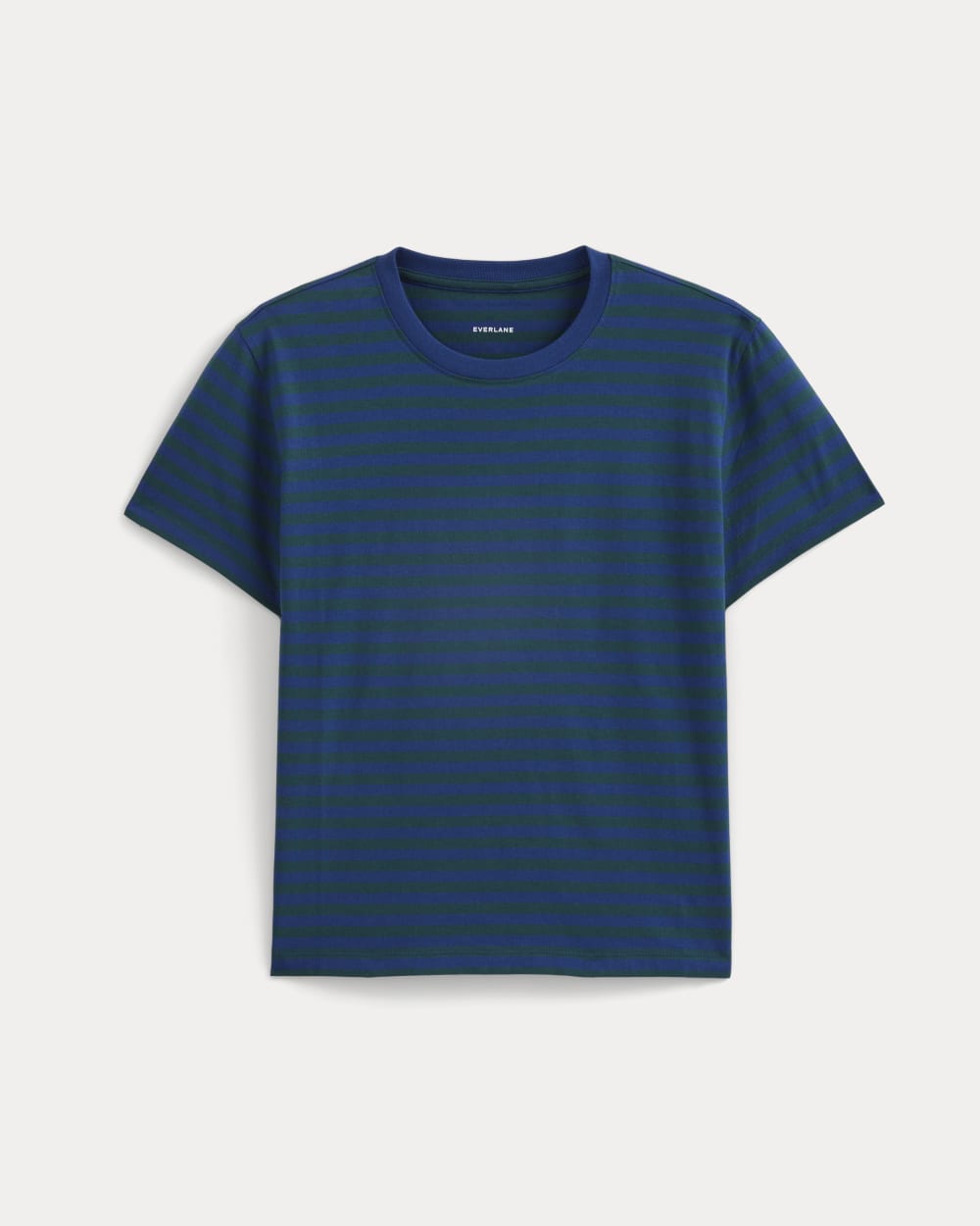 The Box-Cut Tee in Essential Cotton in Navy Peony/Dark Sea — alternate view