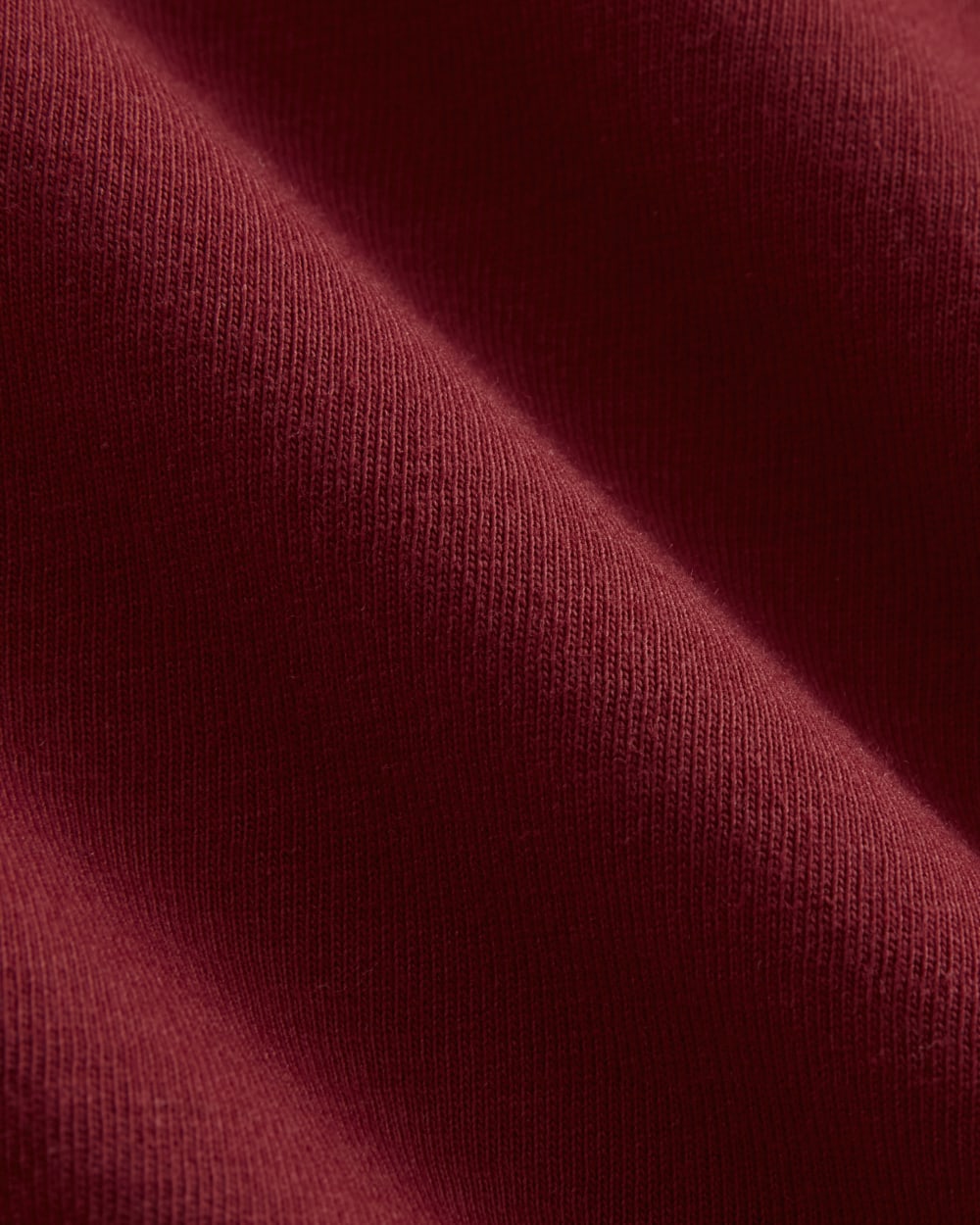 The Box-Cut Tee in Essential Cotton in Merlot — detail view