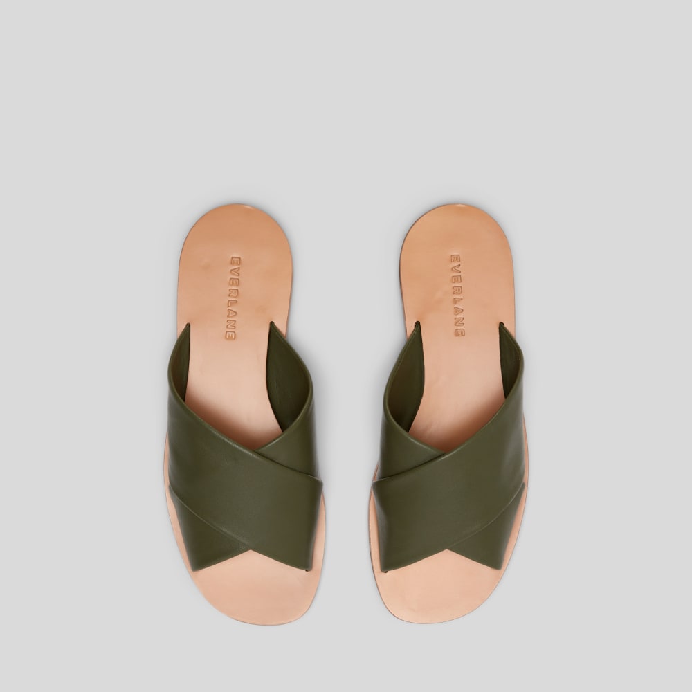 The Day Crossover Sandal in Olive — detail view