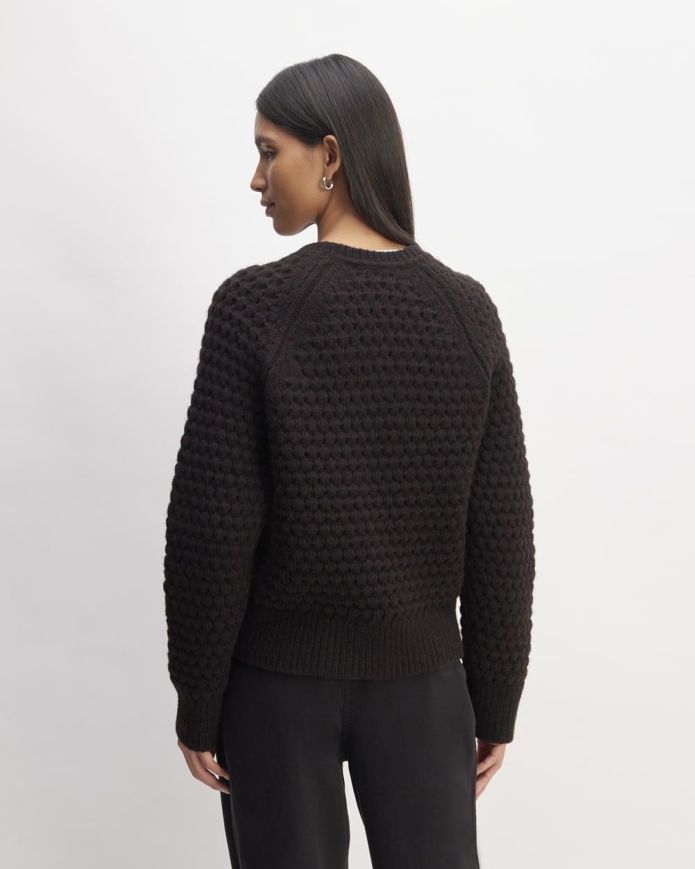 The Cloud Oversized Textured Crew in Black — detail view