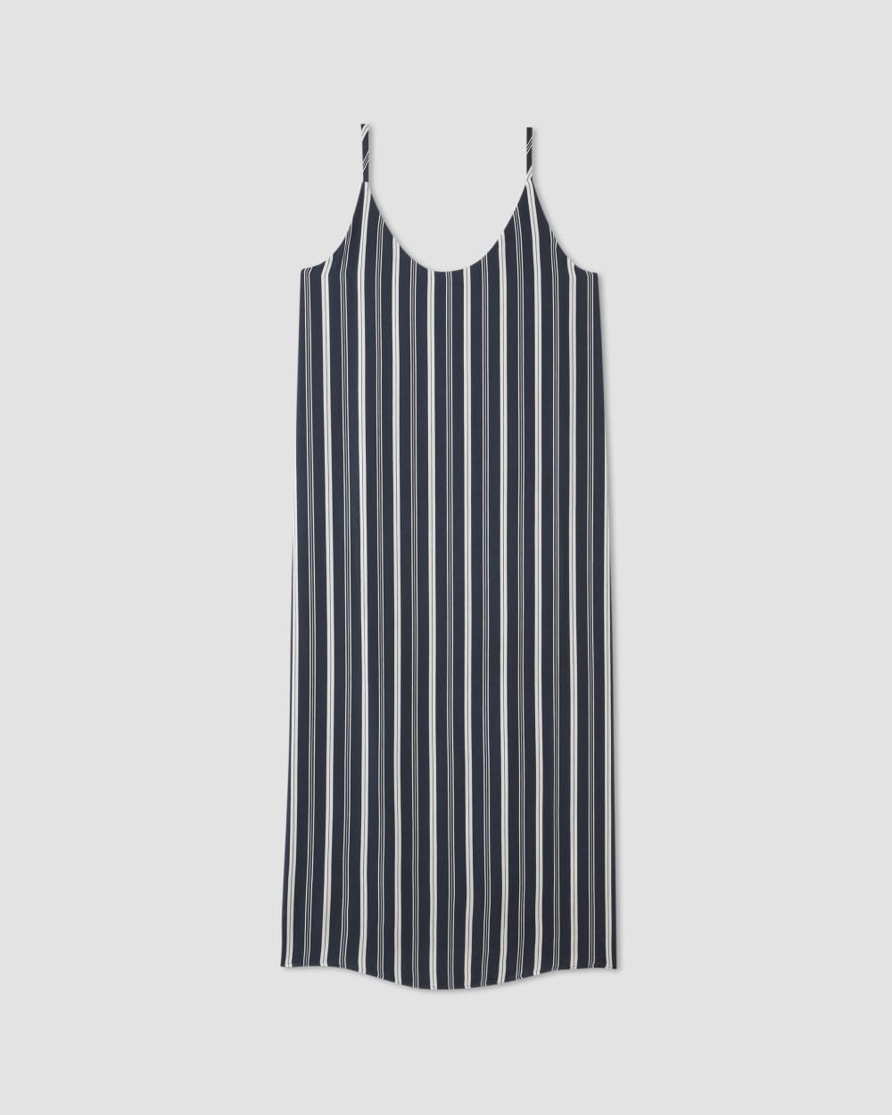 The Hammered Satin Slip Dress in Navy / Bone — alternate view