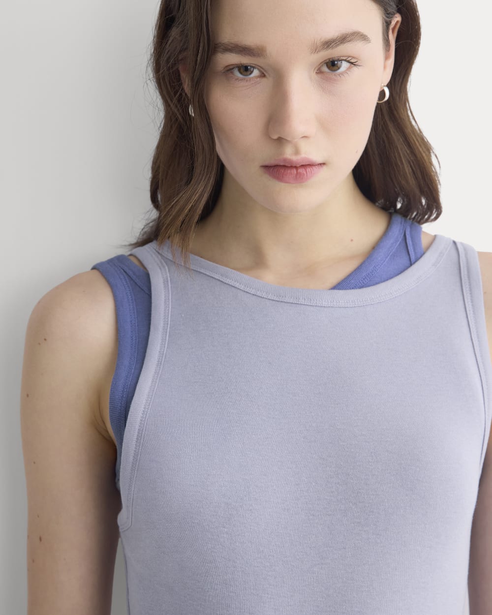 Tissue Layered Tank in Aleutian/Velvet Morning — detail view
