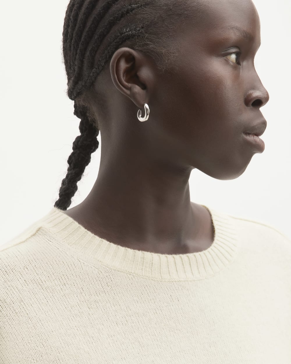 The Good Merino Wool Crewneck Sweater in Bone — detail view