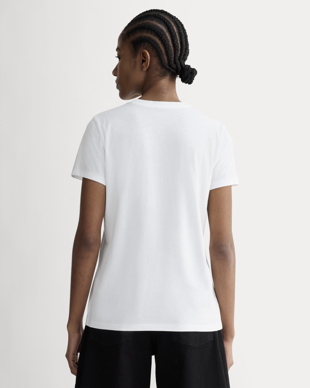 The Slim Crew in Essential Cotton in White — detail view