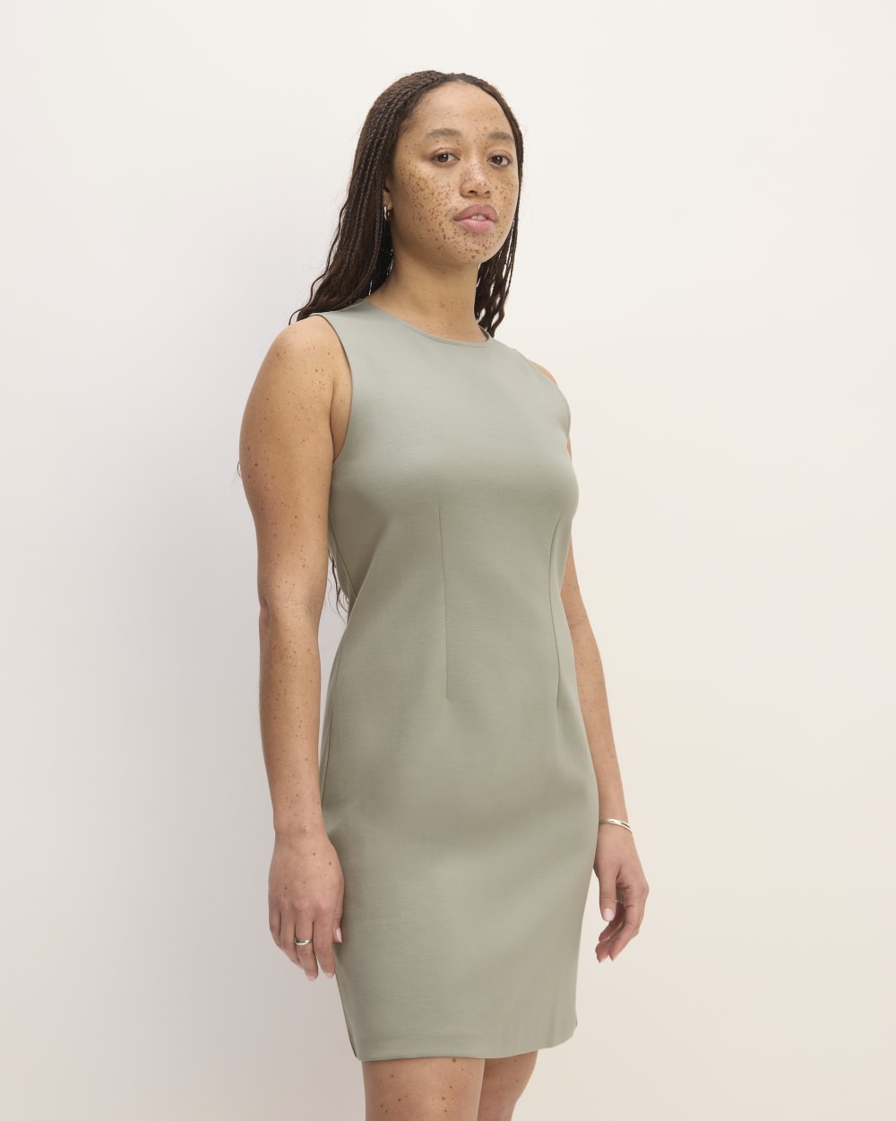The Dream '90s Shift Dress in Sage Green — front view