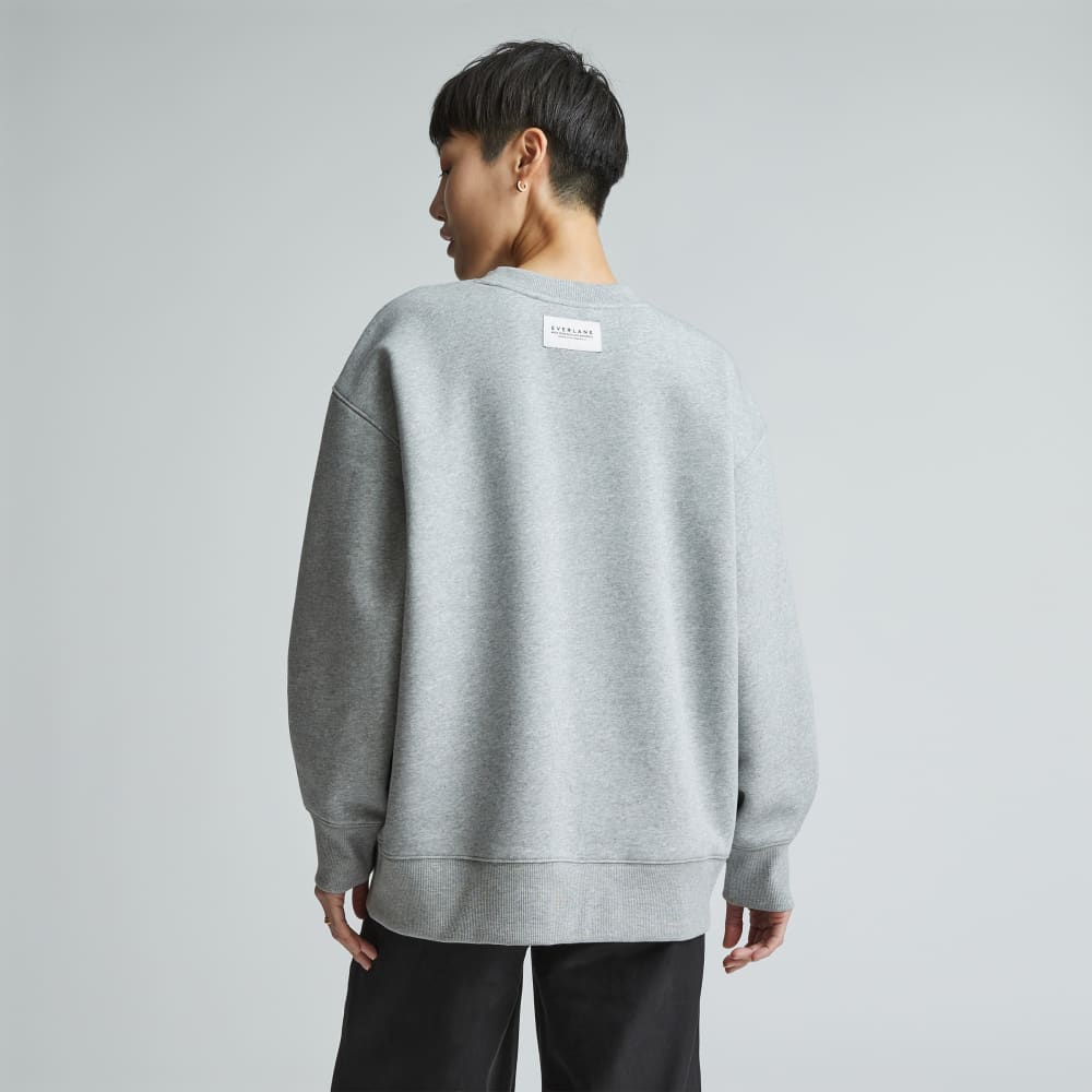The ReTrack Oversized Crew in Heather Grey — detail view