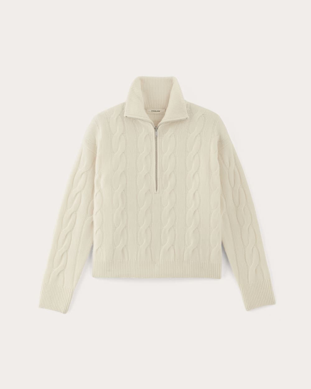 The Cable Half-Zip in Luxe Merino in Bone — alternate view