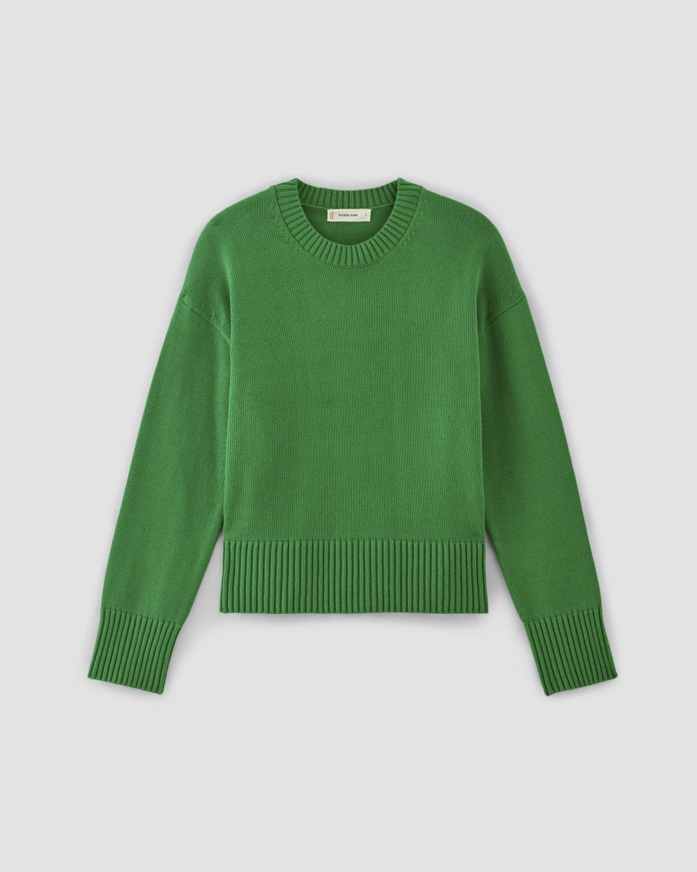 The Boxy Sweater in Everyday Cotton in Grass Green — alternate view
