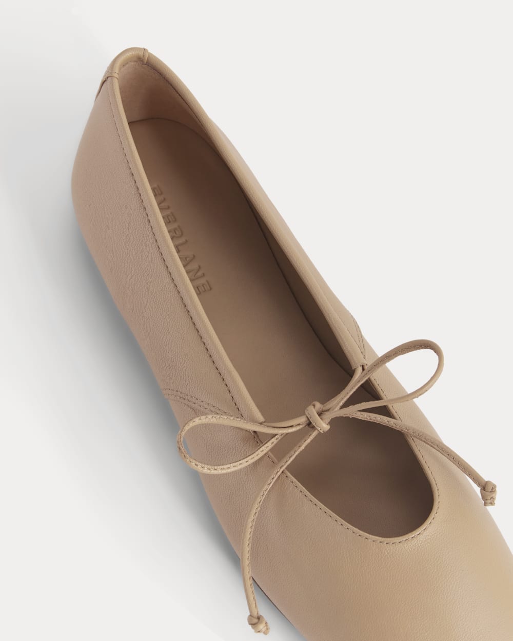 Leather Keyhole Flat in Blush Tan — detail view