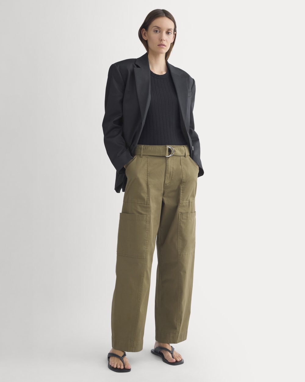 Utility Straight-Leg Cargo Pant in Olive — front view
