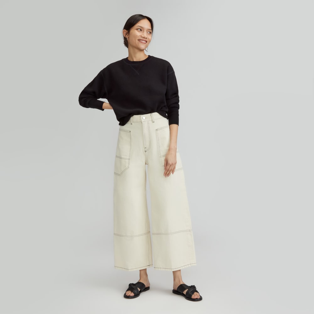 The Cotton-Merino Sweatshirt in Black — detail view