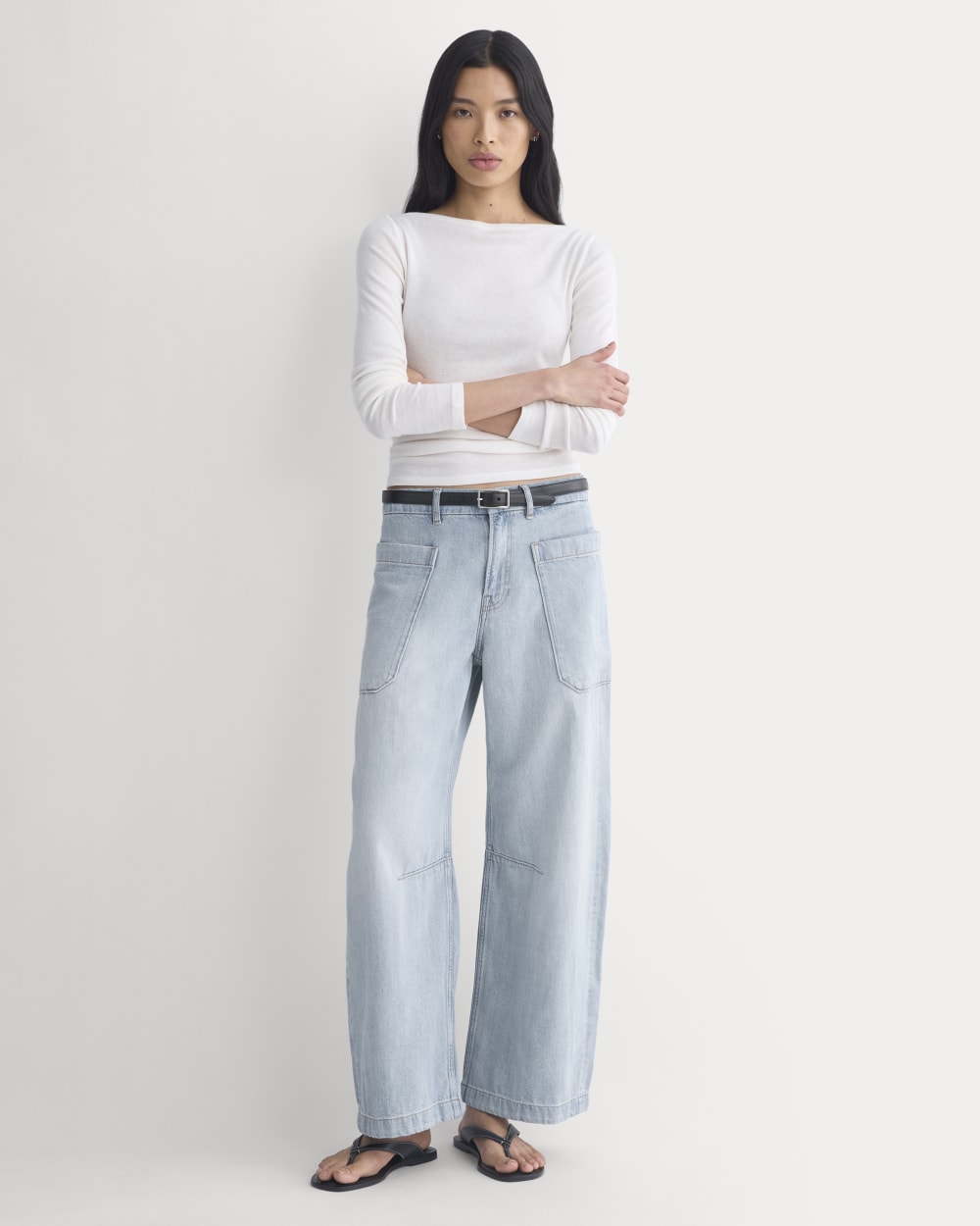 The Gardener Pull-On Jean in Light Vintage Indigo — front view