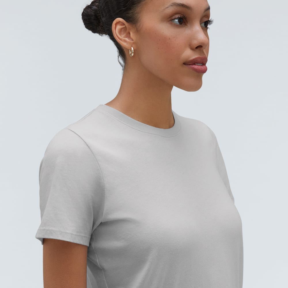 The Organic Cotton Crew Tee in Ice — detail view