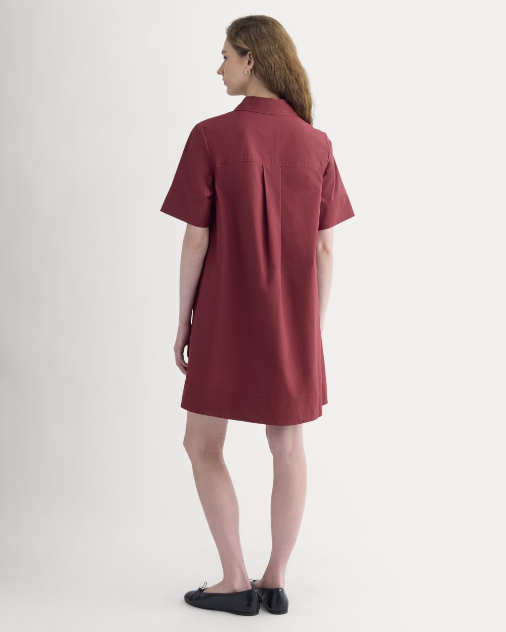 Popover Mini Shirtrdress in Ultrasoft Cotton in Pomegranate — detail view