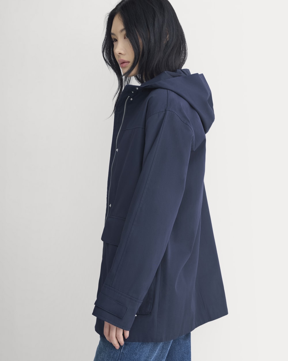 Hooded Field Jacket in Navy — detail view