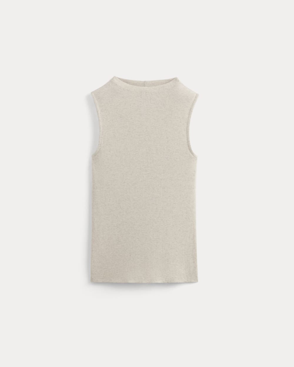 The Luxe Rib Funnel-Neck Tank in Heathered Oat — alternate view