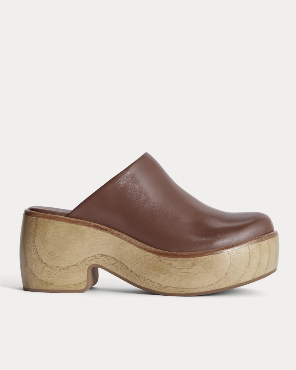 The Wooden Puffa Clog in Rum — front view