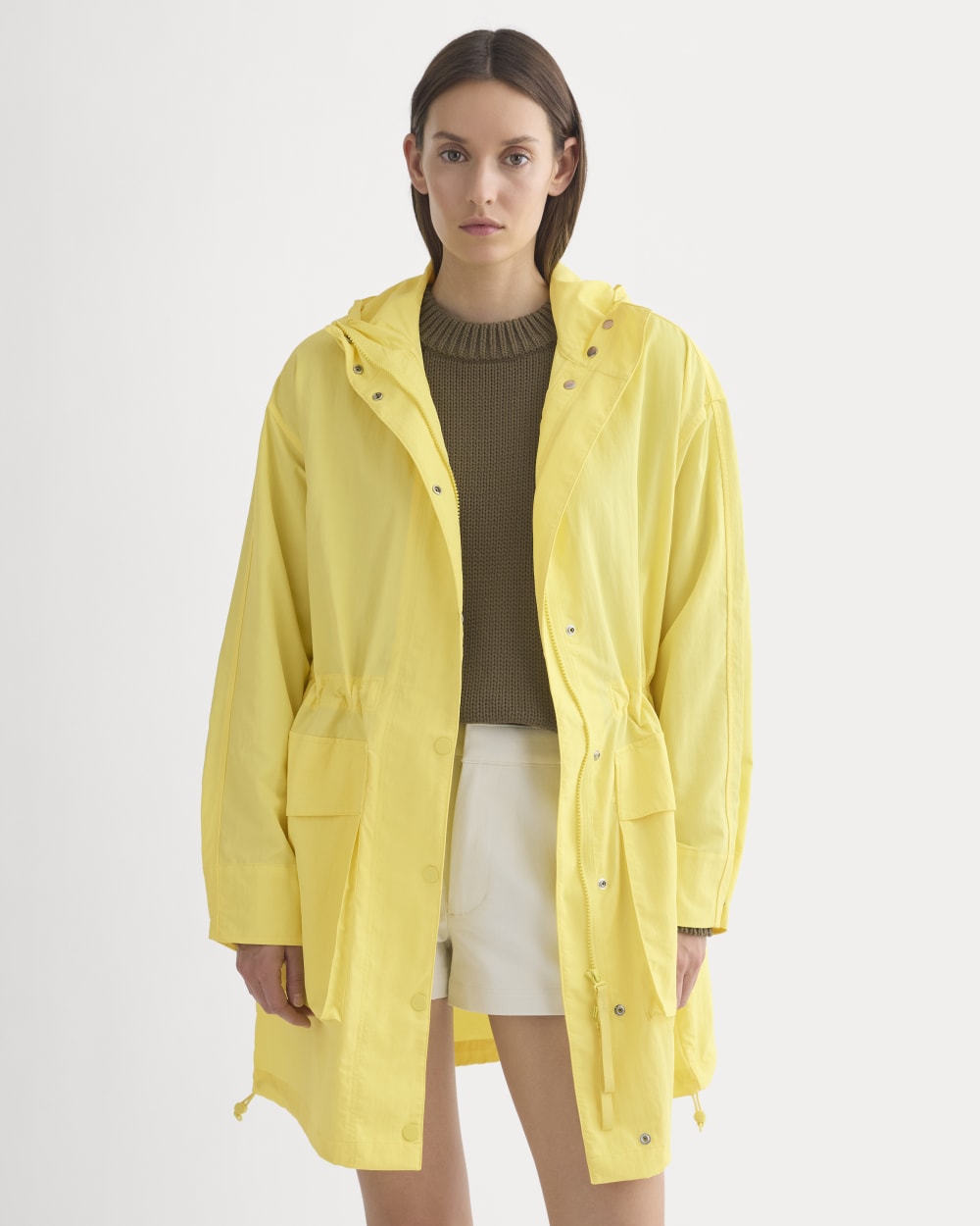Oversized Parachute Parka in Celandine — front view