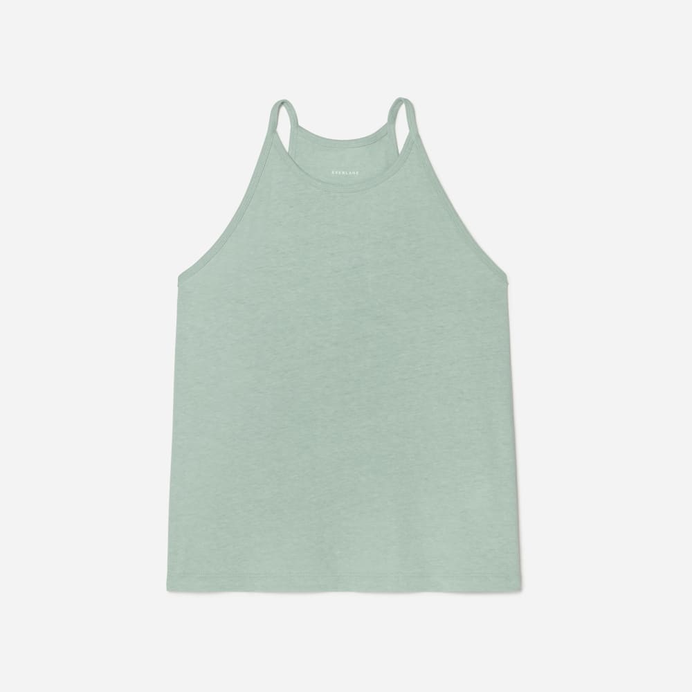 The Hemp Cutaway Tank in White Sage — front view