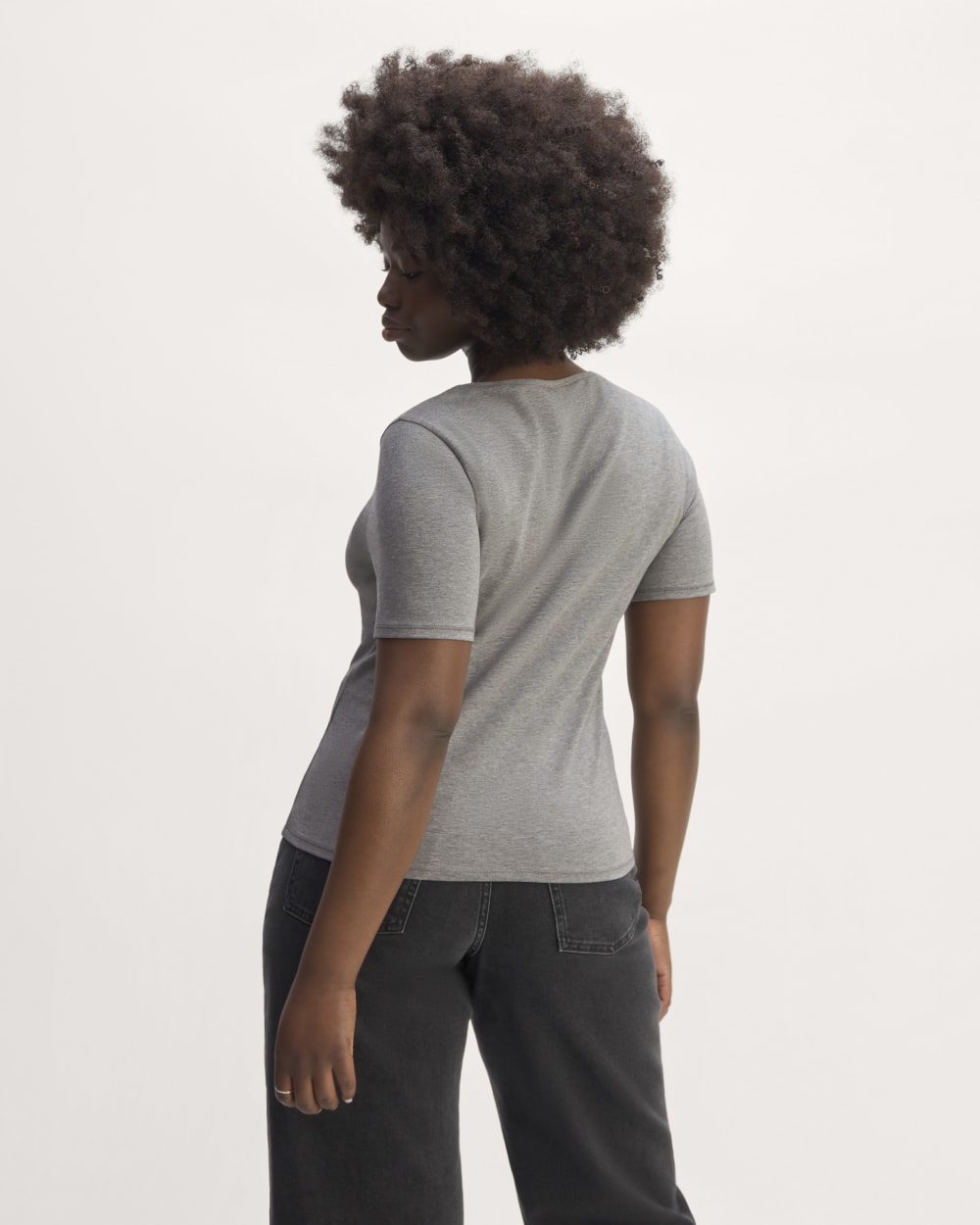 The Form Scoop-Neck Tee in Mid Heather Grey — detail view
