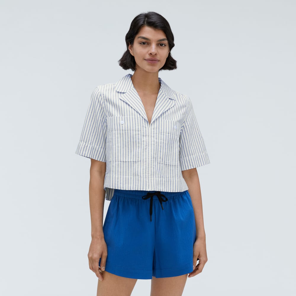 The Oxford Popover in Deep Blue / Canvas — alternate view