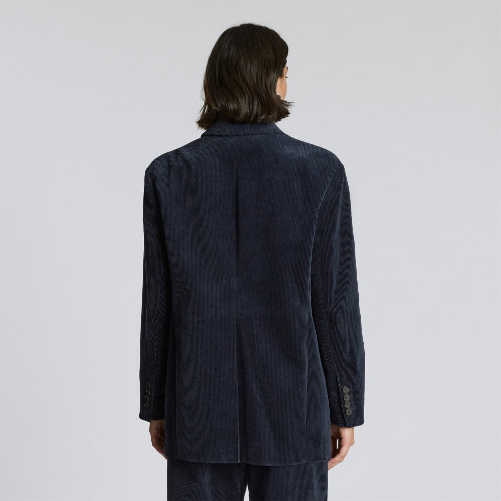 The Corduroy ’80s Blazer in Deep Navy — detail view