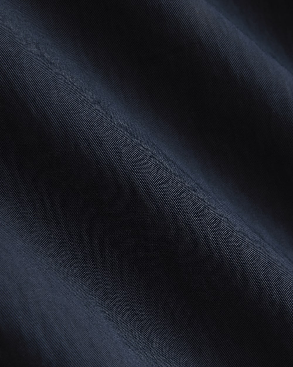 Drapey Twill Trench in Navy — detail view