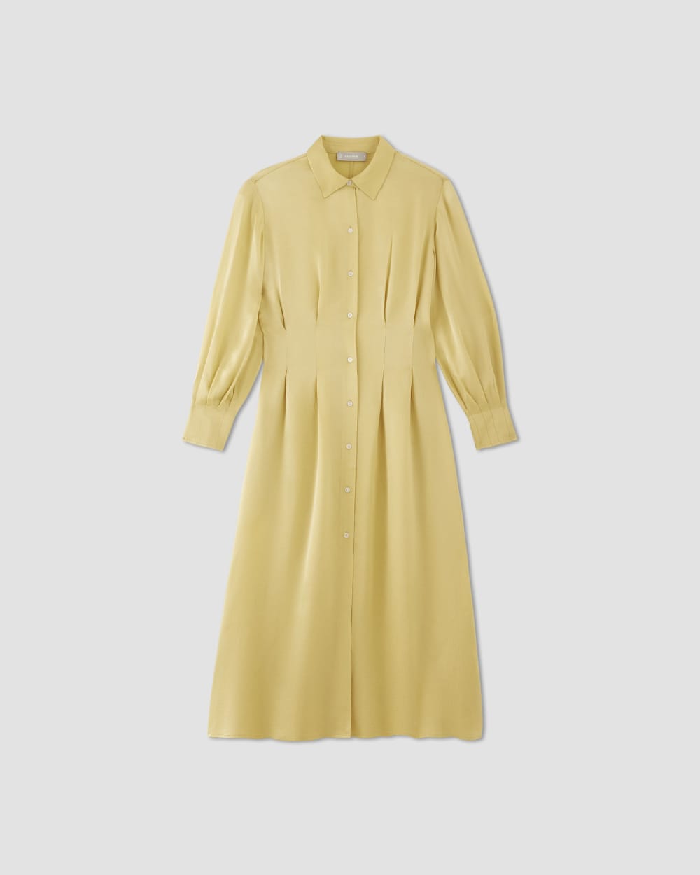 The Hammered Satin Shirt Dress in Raffia — alternate view
