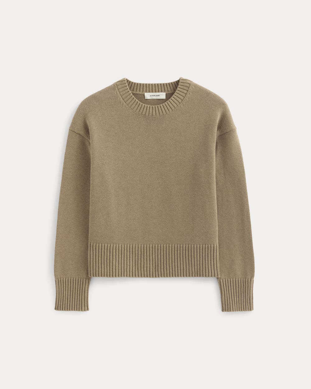 The Boxy Sweater in Everyday Cotton in Dark Heathered Camel — alternate view