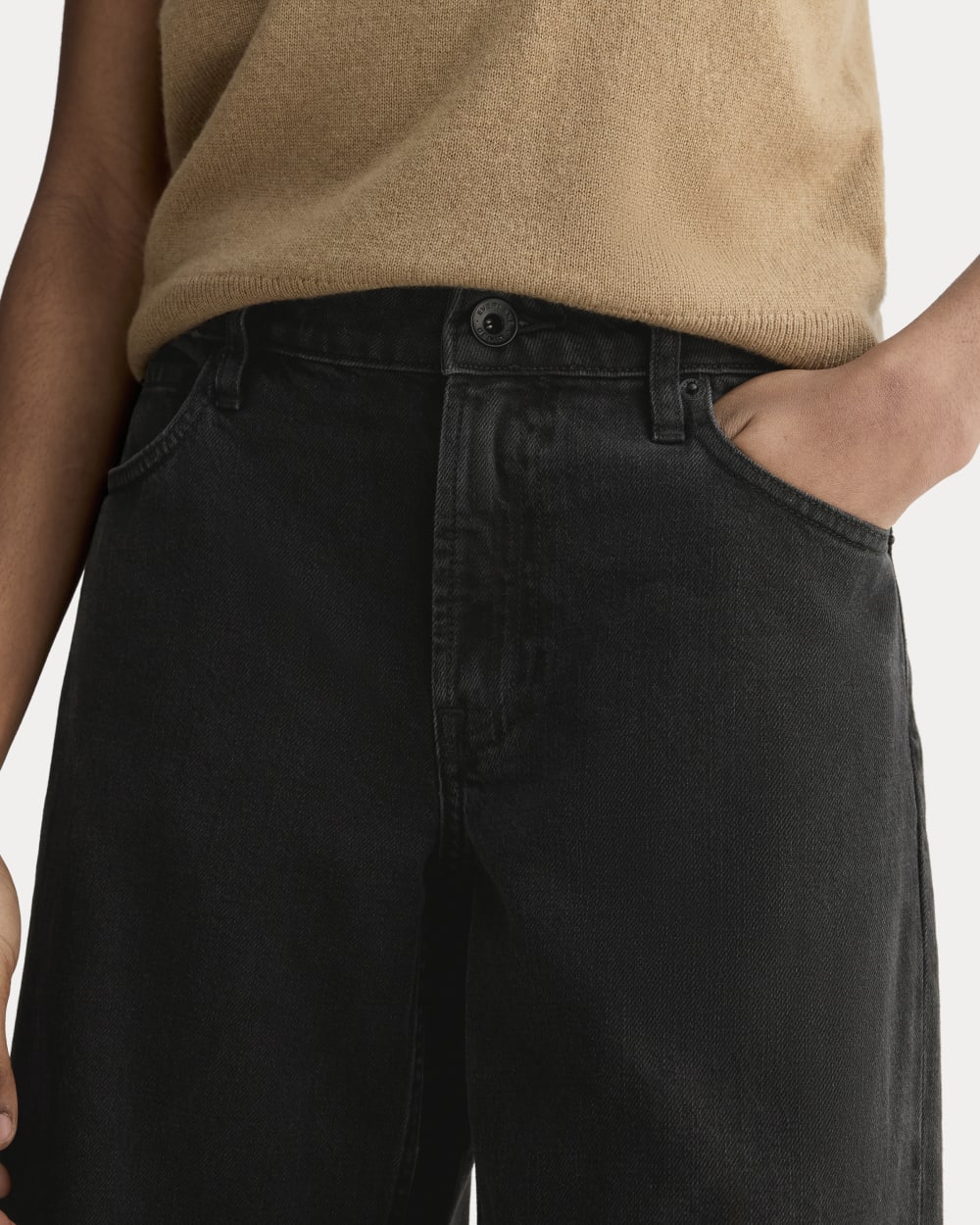 The Low-Key Jean in Washed Black — detail view