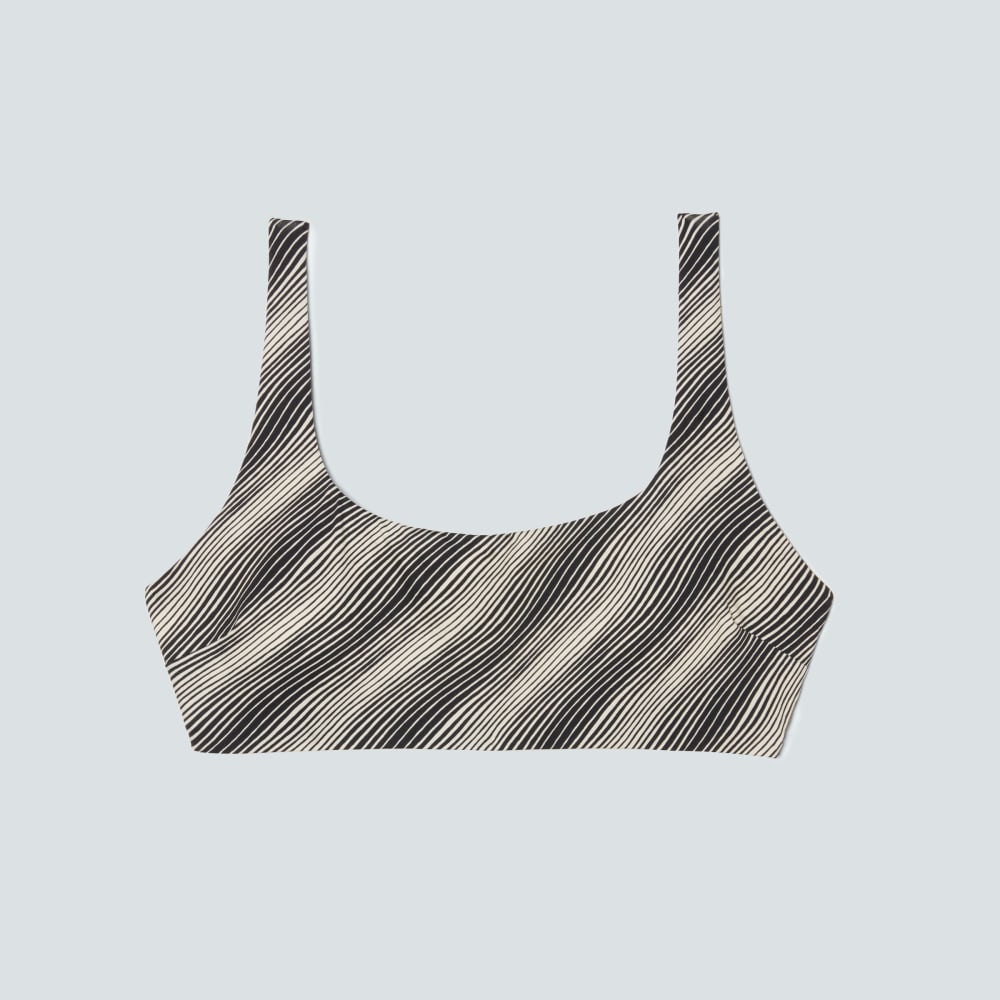 The Square-Neck Bikini Top in Black / Canvas — front view