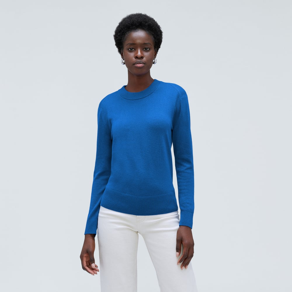 The Cashmere Crew in Lapis Blue — front view