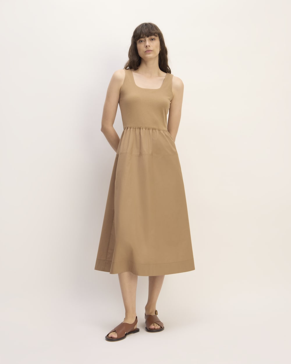 The Supima® Jersey Riviera Dress in Tiger's Eye — front view