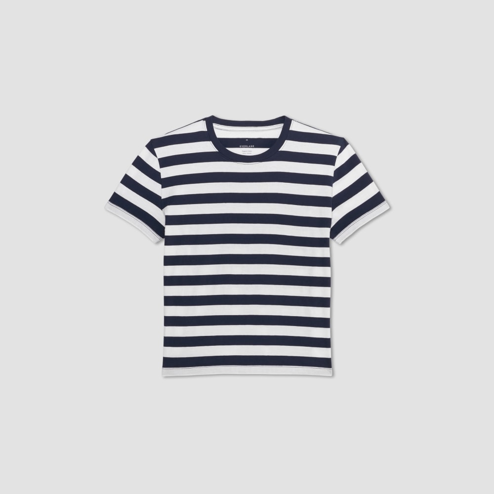 The Box-Cut Tee in Essential Cotton in Navy / Canvas — alternate view