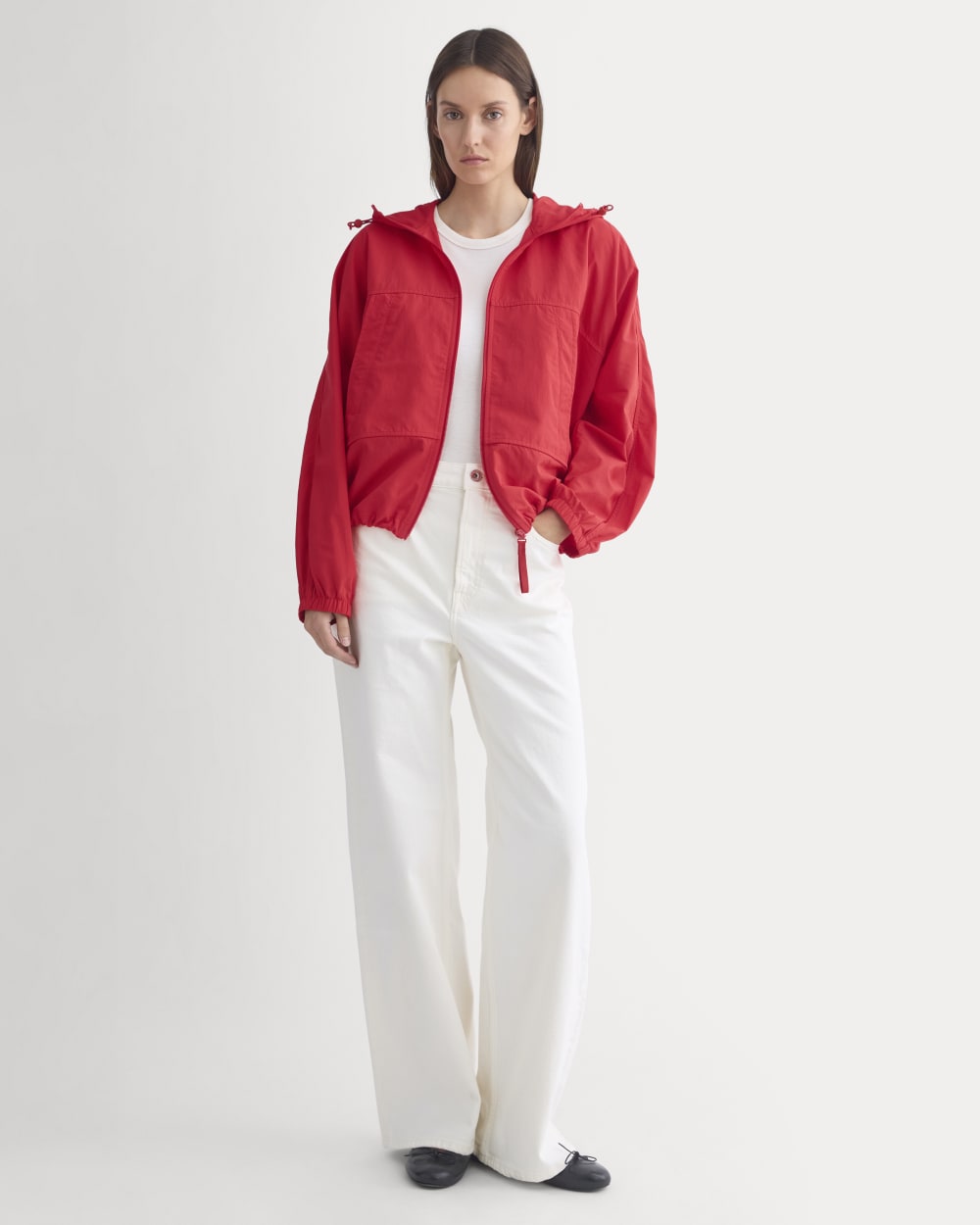 Parachute Jacket in Fiery Red — detail view