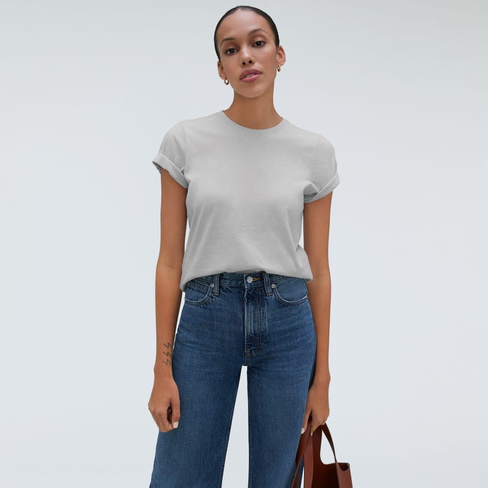 The Organic Cotton Crew Tee in Ice — detail view