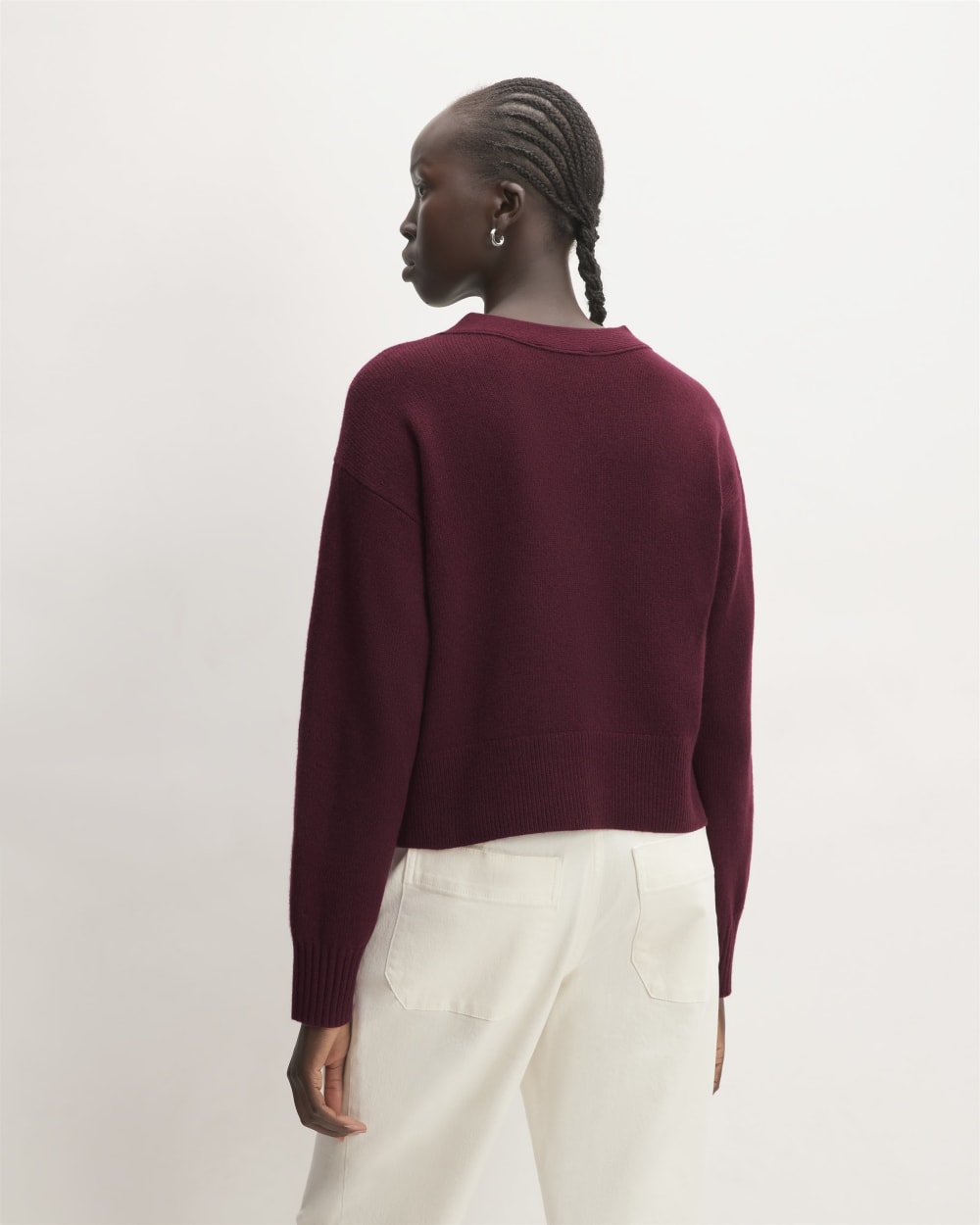 The Cashmere Cardigan in Brandy — detail view