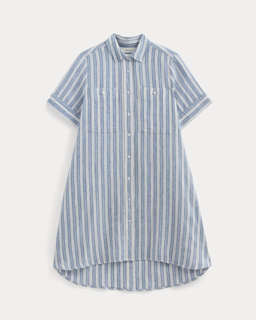 The Daytripper Dress in Linen in Soft Cobalt/Bone — alternate view