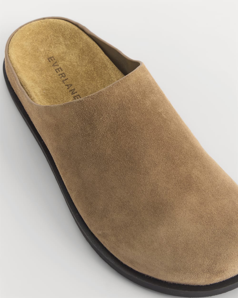 Suede Clog in Farro — detail view