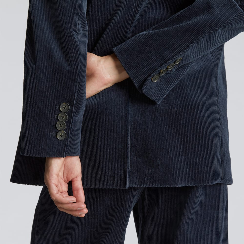The Corduroy ’80s Blazer in Deep Navy — detail view