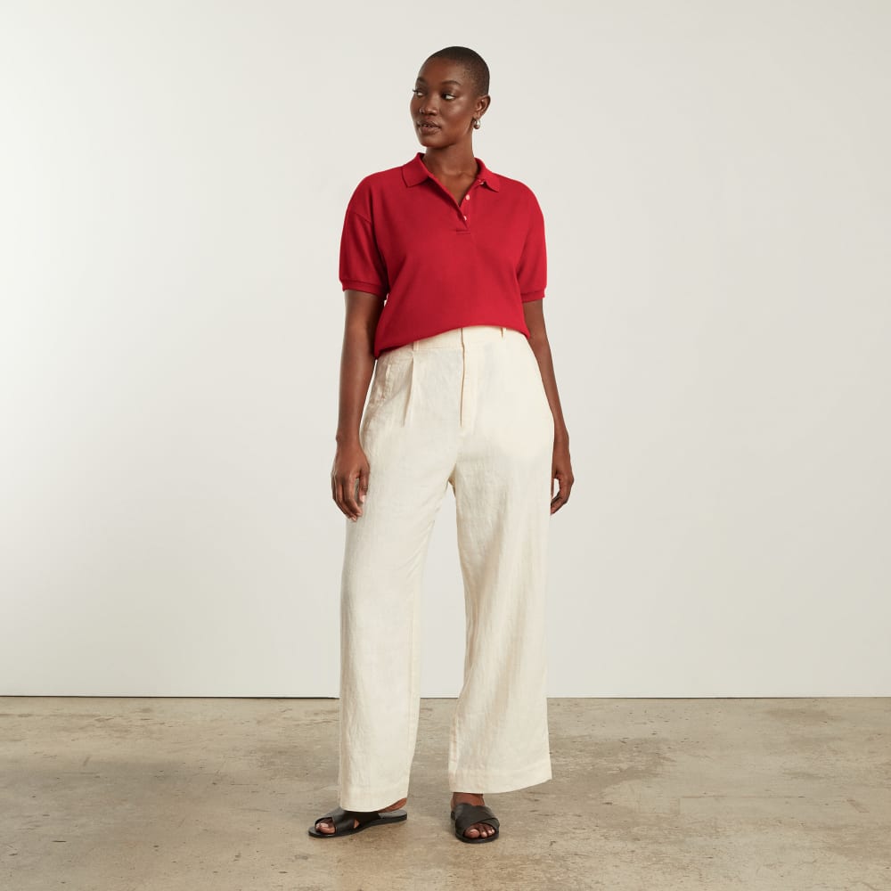 The Oversized Polo in Goji Berry — detail view