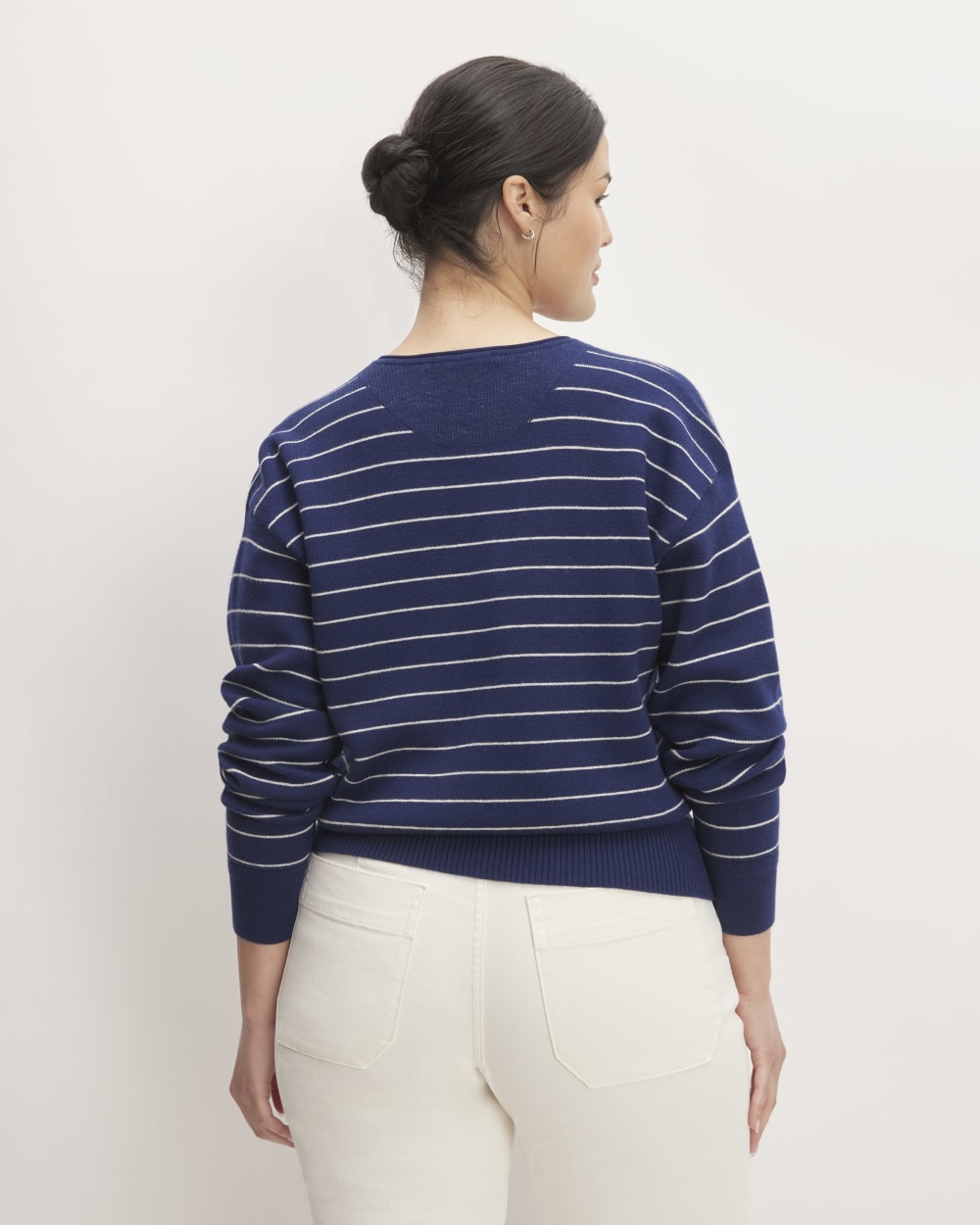 The Cotton-Merino Vintage Henley in Bright Navy / Canvas — detail view