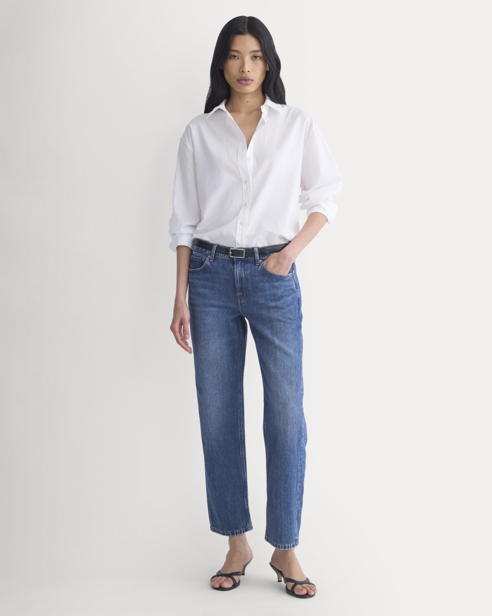 Low-Rise Straight Jean in Dark Indigo — front view