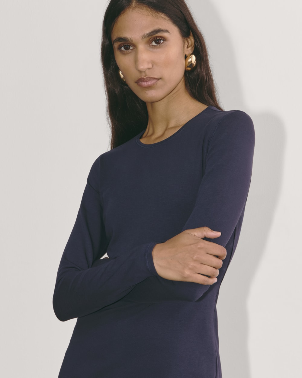 The Form Mini Dress in Navy — detail view