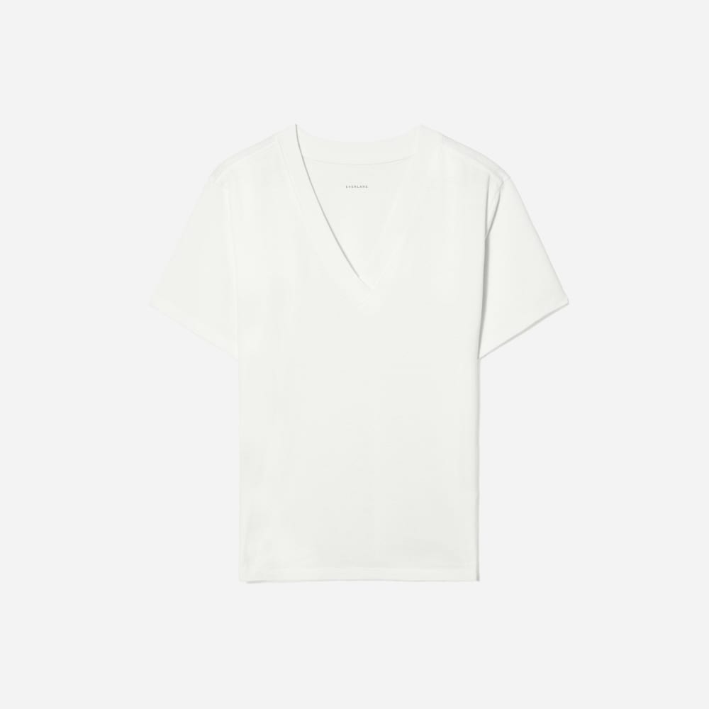 The Vintage V-Neck Hemp Tee in White — front view