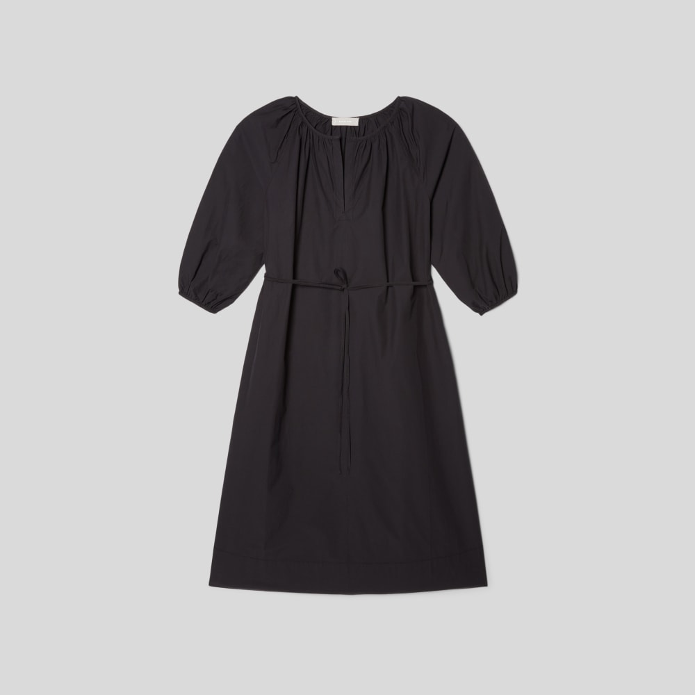 The Raglan Sleeve Poplin Dress in Black — alternate view